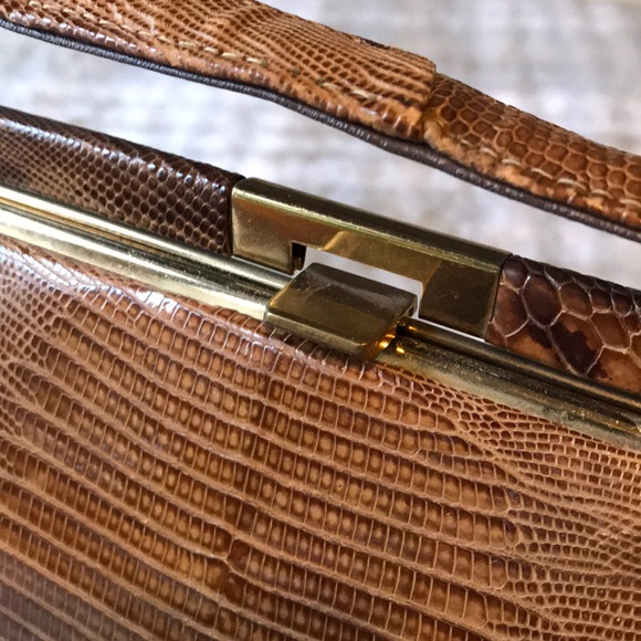 Vintage Authentic Python Snakeskin Frame Box Handbag - Picture 5 of 6